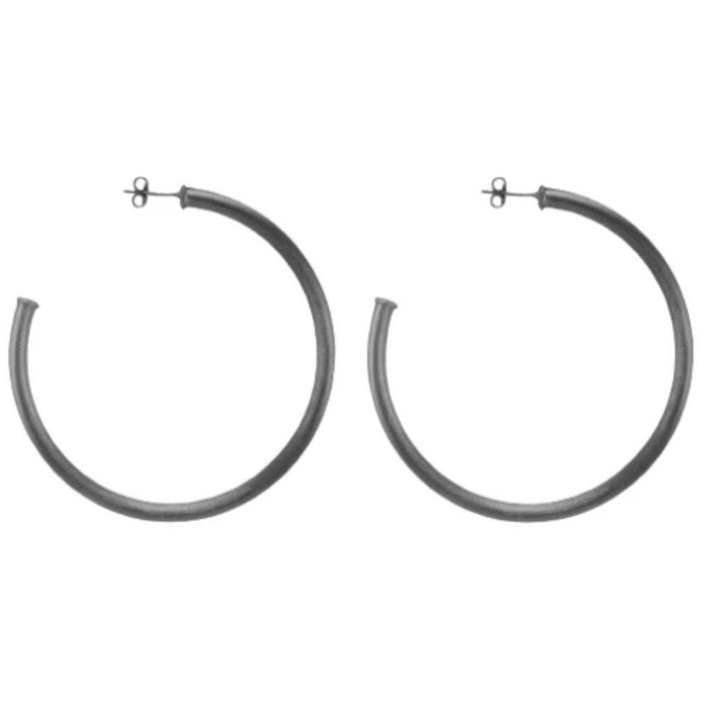 Sheila Fajl Everybody’s Favorite Hoops (2.5”) and Bracelet, Brushed Gunmetal